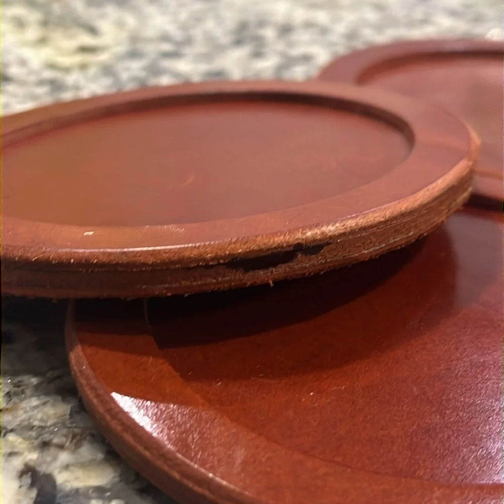 Ralph Lauren Leather Coaster Set of 4 brown Vintage